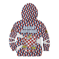 Czech Republic Kid Hoodie with Red Blue Geometric Design and National Lion Shield - Wonder Print Shop