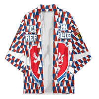 Czech Republic Kimono with Red Blue Geometric Design and National Lion Shield - Wonder Print Shop