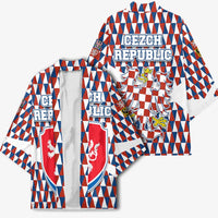 Czech Republic Kimono with Red Blue Geometric Design and National Lion Shield - Wonder Print Shop