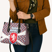 Czech Republic Leather Bag with Red Blue Geometric Design and National Lion Shield - Wonder Print Shop