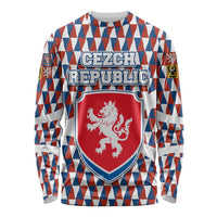 Czech Republic Long Sleeve Shirt with Red Blue Geometric Design and National Lion Shield - Wonder Print Shop