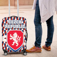 Czech Republic Luggage Cover with Red Blue Geometric Design and National Lion Shield - Wonder Print Shop