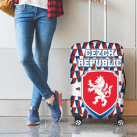 Czech Republic Luggage Cover with Red Blue Geometric Design and National Lion Shield - Wonder Print Shop