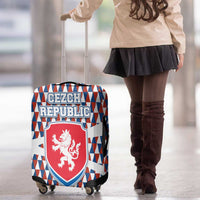 Czech Republic Luggage Cover with Red Blue Geometric Design and National Lion Shield - Wonder Print Shop
