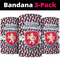 Czech Republic Neck Gaiter with Red Blue Geometric Design and National Lion Shield TS04