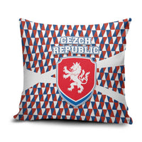 Czech Republic Pillow Cover with Red Blue Geometric Design and National Lion Shield - Wonder Print Shop