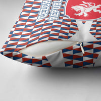 Czech Republic Pillow Cover with Red Blue Geometric Design and National Lion Shield - Wonder Print Shop