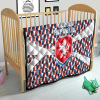 Czech Republic Quilt with Red Blue Geometric Design and National Lion Shield - Wonder Print Shop