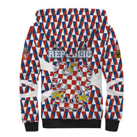 Czech Republic Sherpa Hoodie with Red Blue Geometric Design and National Lion Shield - Wonder Print Shop