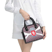 Czech Republic Shoulder Handbag with Red Blue Geometric Design and National Lion Shield - Wonder Print Shop