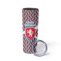 Czech Republic Skinny Tumbler with Red Blue Geometric Design and National Lion Shield - Wonder Print Shop
