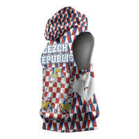 Czech Republic Sleeveless Hoodie with Red Blue Geometric Design and National Lion Shield - Wonder Print Shop