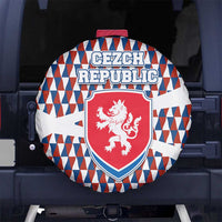 Czech Republic Spare Tire Cover with Red Blue Geometric Design and National Lion Shield - Wonder Print Shop