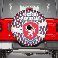Czech Republic Spare Tire Cover with Red Blue Geometric Design and National Lion Shield - Wonder Print Shop