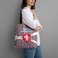 Czech Republic Tote Bag with Red Blue Geometric Design and National Lion Shield - Wonder Print Shop