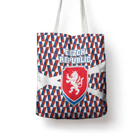 Czech Republic Tote Bag with Red Blue Geometric Design and National Lion Shield - Wonder Print Shop