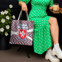 Czech Republic Tote Bag with Red Blue Geometric Design and National Lion Shield - Wonder Print Shop