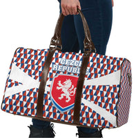 Czech Republic Travel Bag with Red Blue Geometric Design and National Lion Shield - Wonder Print Shop