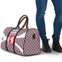 Czech Republic Travel Bag with Red Blue Geometric Design and National Lion Shield - Wonder Print Shop