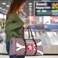 Czech Republic Travel Bag with Red Blue Geometric Design and National Lion Shield - Wonder Print Shop