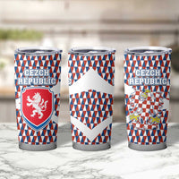 Czech Republic Tumbler Cup with Red Blue Geometric Design and National Lion Shield - Wonder Print Shop