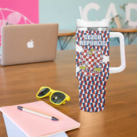 Czech Republic Tumbler With Handle with Red Blue Geometric Design and National Lion Shield - Wonder Print Shop