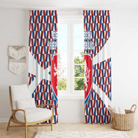 Czech Republic Window Curtain with Red Blue Geometric Design and National Lion Shield - Wonder Print Shop