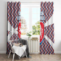 Czech Republic Window Curtain with Red Blue Geometric Design and National Lion Shield - Wonder Print Shop