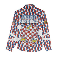 Czech Republic Women Casual Shirt with Red Blue Geometric Design and National Lion Shield - Wonder Print Shop