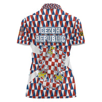 Czech Republic Women Polo Shirt with Red Blue Geometric Design and National Lion Shield - Wonder Print Shop