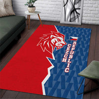 Czech Republic Area Rug with Red Blue Modern Lion Design and Geometric Flag - Wonder Print Shop