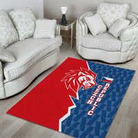 Czech Republic Area Rug with Red Blue Modern Lion Design and Geometric Flag - Wonder Print Shop