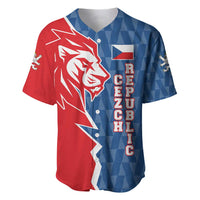 Czech Republic Baseball Jersey with Red Blue Modern Lion Design and Geometric Flag - Wonder Print Shop