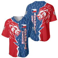 Czech Republic Baseball Jersey with Red Blue Modern Lion Design and Geometric Flag - Wonder Print Shop