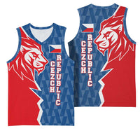 Czech Republic Basketball Jersey with Red Blue Modern Lion Design and Geometric Flag - Wonder Print Shop