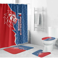 Czech Republic Bathroom Set with Red Blue Modern Lion Design and Geometric Flag - Wonder Print Shop