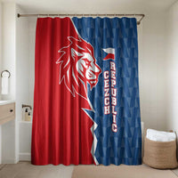 Czech Republic Bathroom Set with Red Blue Modern Lion Design and Geometric Flag - Wonder Print Shop