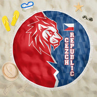 Czech Republic Beach Blanket with Red Blue Modern Lion Design and Geometric Flag - Wonder Print Shop