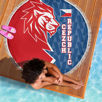 Czech Republic Beach Blanket with Red Blue Modern Lion Design and Geometric Flag - Wonder Print Shop