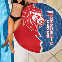 Czech Republic Beach Blanket with Red Blue Modern Lion Design and Geometric Flag - Wonder Print Shop