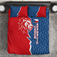 Czech Republic Bedding Set with Red Blue Modern Lion Design and Geometric Flag - Wonder Print Shop