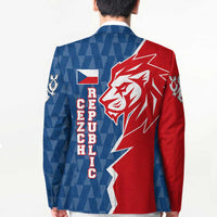 Czech Republic Blazer with Red Blue Modern Lion Design and Geometric Flag - Wonder Print Shop