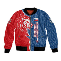 Czech Republic Bomber Jacket with Red Blue Modern Lion Design and Geometric Flag - Wonder Print Shop