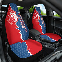 Czech Republic Car Seat Cover with Red Blue Modern Lion Design and Geometric Flag - Wonder Print Shop