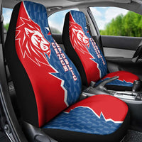 Czech Republic Car Seat Cover with Red Blue Modern Lion Design and Geometric Flag - Wonder Print Shop