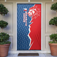 Czech Republic Door Cover with Red Blue Modern Lion Design and Geometric Flag - Wonder Print Shop