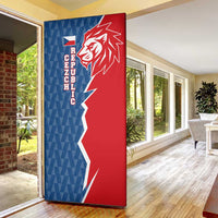 Czech Republic Door Cover with Red Blue Modern Lion Design and Geometric Flag - Wonder Print Shop