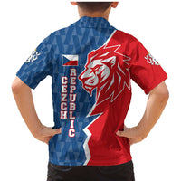 Czech Republic Family Matching Mermaid Dress and Hawaiian Shirt with Red Blue Modern Lion Design and Geometric Flag - Wonder Print Shop