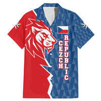 Czech Republic Family Matching Mermaid Dress and Hawaiian Shirt with Red Blue Modern Lion Design and Geometric Flag - Wonder Print Shop