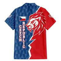 Czech Republic Family Matching Mermaid Dress and Hawaiian Shirt with Red Blue Modern Lion Design and Geometric Flag - Wonder Print Shop